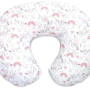Boppy Original Nursing Pillow & Positioner // Pink Unicorns cover plus 2 others!